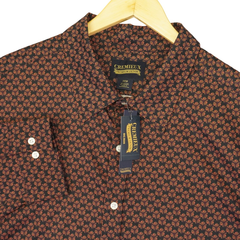 NEW Cremieux Button Up Shirt Mens 3XB Geometric Stretch Performance Long Sleeve